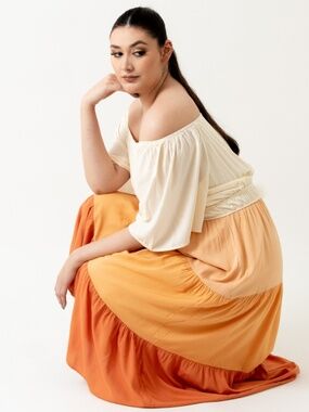 Color block midi dress